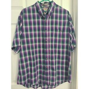 Y2K Men’s Plaid Button-Down Shirts – Bill Blass Menswear. Short Sleeves, Sz XL